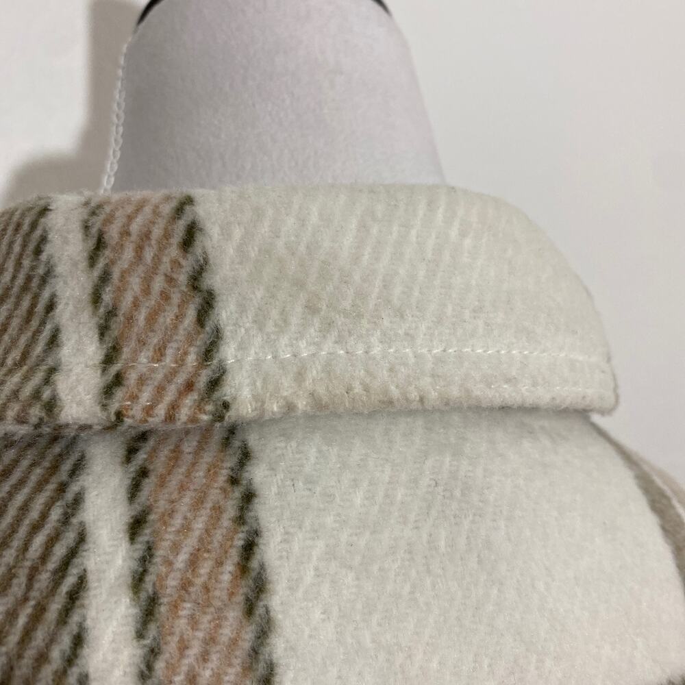 Eloquii Elements Size 14/16 Cream Tan Plaid Wool Blend Shacket with Belt Pocket - Picture 9 of 13